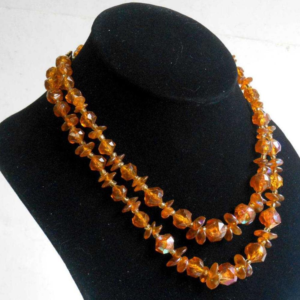 Amber Geometric Gemstone beaded necklace jewelry